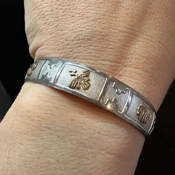 Unbelievable Sterling silver and 14kt yellow gold accent cuff bracelet! - Picture 10 of 10